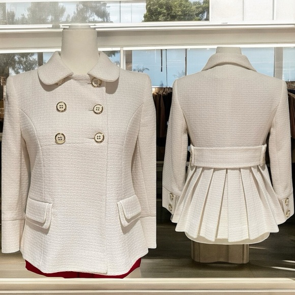 Helene Berman Jackets & Blazers - New Helene Berman Double Breasted Peplum White Swing Blazer Jacket Sz S NWT